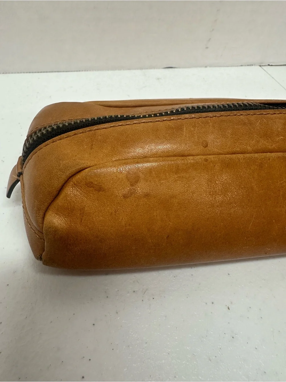 TUMI 40th Anniversary 1975 Brown Leather Pencil Case Cord Tech Pouch